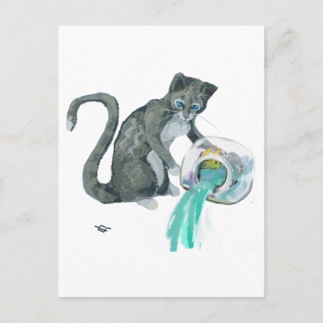 Carte Postale Aquarius Cat (Devant)
