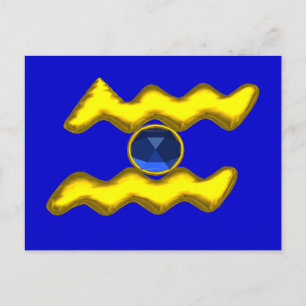 CARTE POSTALE AQUARIUS /GOLD ZODIAC BIJOU D'ANNIVERSAIRE