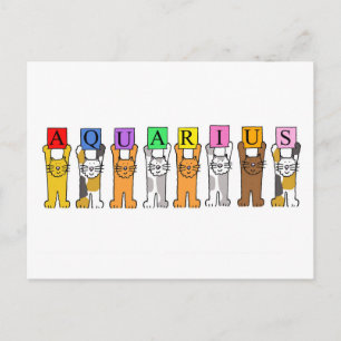 Carte Postale Aquarius Joyeux Chats de dessin d'anniversaire