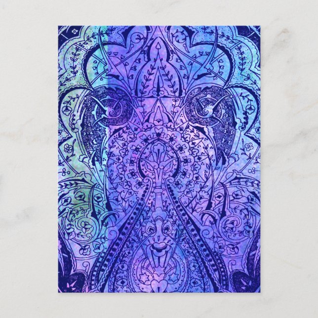 Carte Postale Arabesque victorien, KASBAH - Navy & Cyan (Devant)