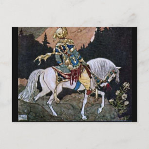 Carte Postale Arabian Nights Chevalier Prince sur Cheval Blanc
