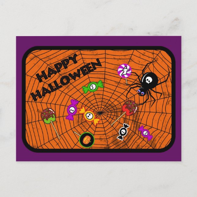 Carte Postale Araignée avec bonbons (Devant)