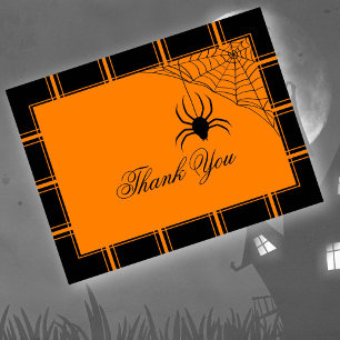 Carte Postale Araignée Merci Halloween Noir/Orange