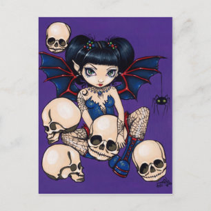 Carte postale "Araignées et crânes"