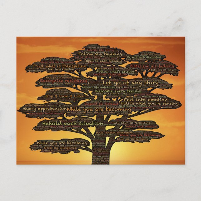 Carte Postale Arborescence de la famille des mots puissants (Devant)