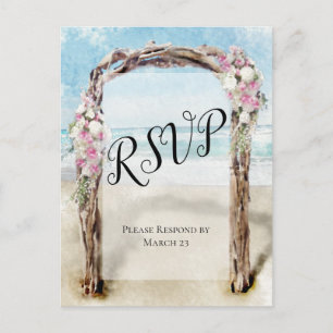Carte Postale Arbour de plage de Driftwood avec mariage Rose RSV