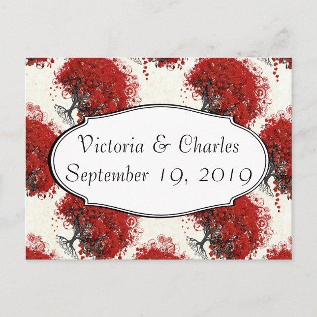 Carte Postale Arbre à feuilles de coeur rouge (Devant)