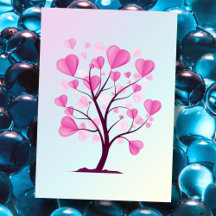 Arbre d'amour Arbre de coeur Pastel rose Aquarelle