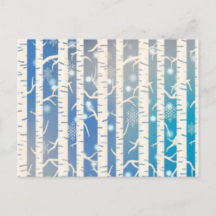 Carte Postale Arbre de bouleau rose et bleu de vacances avec flo