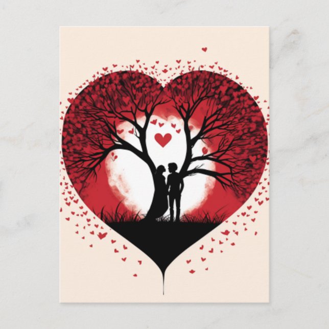Carte Postale Arbre de coeur de Valentines (Devant)