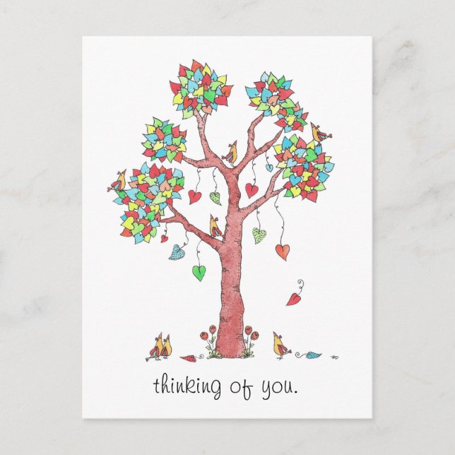 Carte Postale Arbre de coeur pensant à vous (Devant)