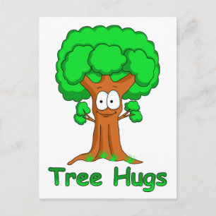 Carte Postale Arbre de dessin animé drôle embrasse