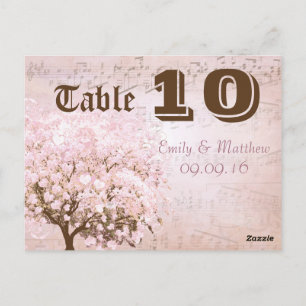 Carte Postale Arbre de feuilles de coeur rose et Brown Numéro de