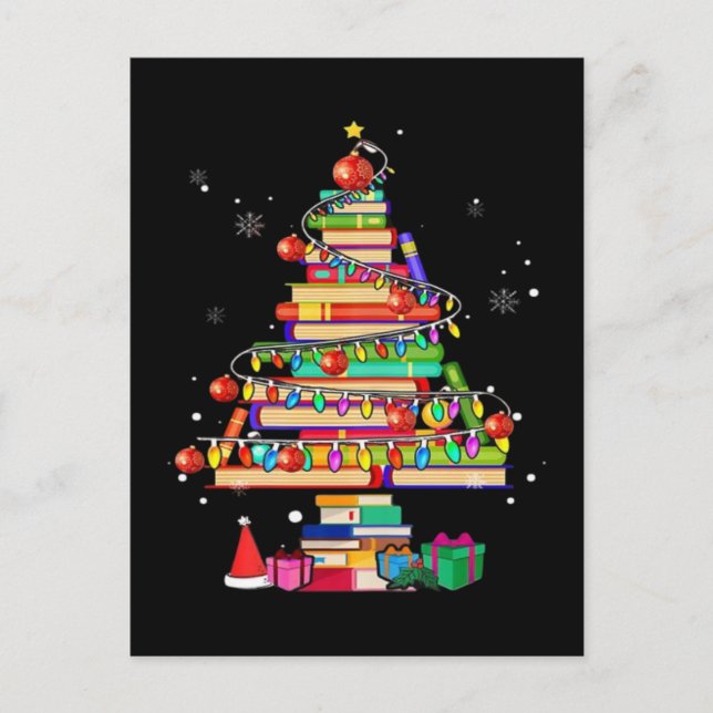 Carte Postale Arbre de la bibliothèque Joyeux Noël (Devant)