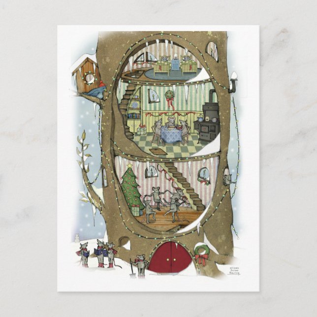 Carte postale Arbre de la souris de Noël (Devant)