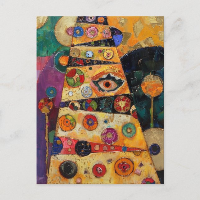 Carte Postale Arbre de Noël Abstrait inspiré par Klimt (Devant)