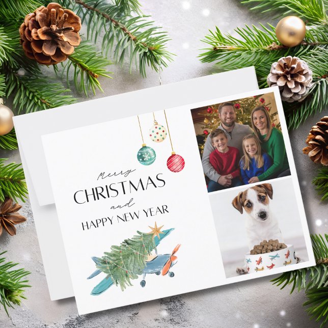 Carte Postale Arbre de Noël amusant dans l'avion 2 Photos de fam (Créateur téléchargé)