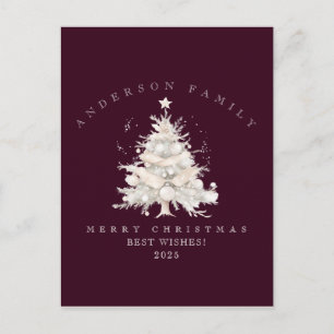 Carte Postale Arbre de Noël blanc traditionnel familial personna