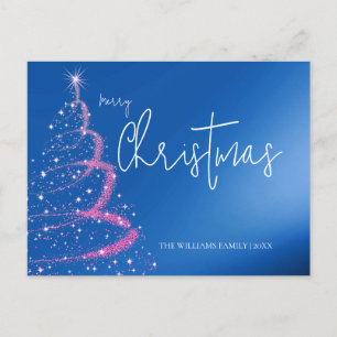 Carte Postale Arbre de Noël bleu électrique moderne