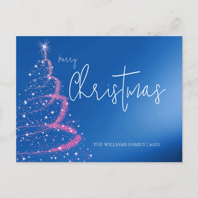 Carte Postale Arbre de Noël bleu électrique moderne (Devant)