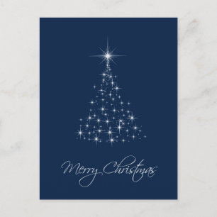 Carte Postale Arbre de Noël bleu illuminé