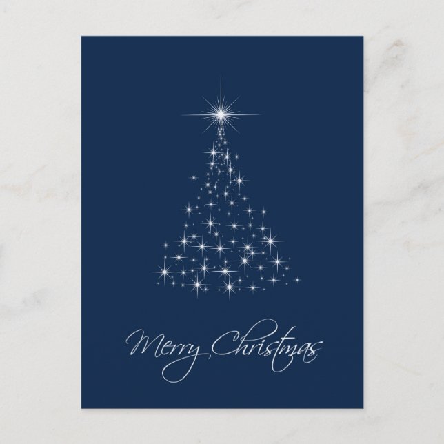 Carte Postale Arbre de Noël bleu illuminé (Devant)