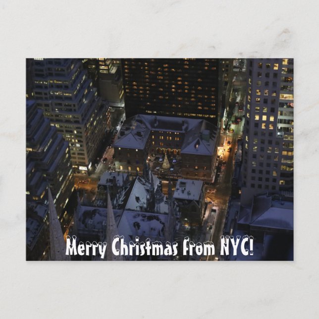 Carte Postale Arbre de Noël caché à Manhattan la nuit (Devant)