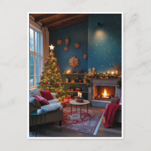 Carte Postale Arbre de Noël Cadeaux Rétro pour les Fêtes de Fin
