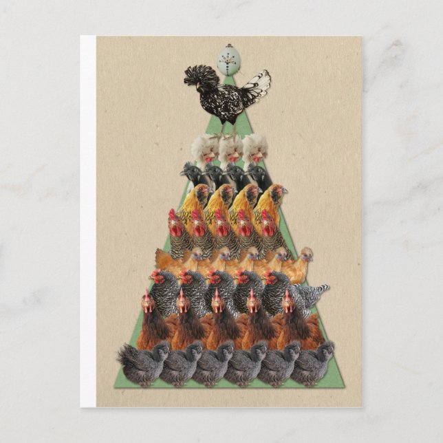 Carte Postale Arbre de Noël de poulet (Devant)