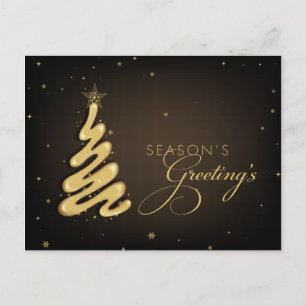 Carte Postale Arbre de Noël doré Joyeuses Fêtes