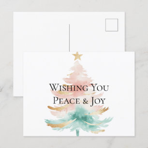 Carte Postale Arbre de Noël Gold White Mint Peace Joie