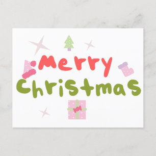 Carte Postale Arbre de Noël Groovy Lettres Bulles    