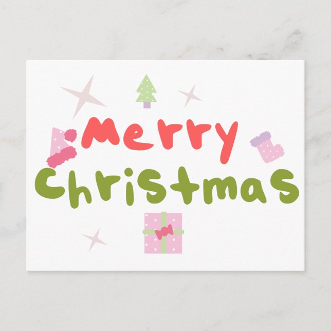 Carte Postale Arbre de Noël Groovy Lettres Bulles     (Devant)