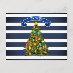 Carte Postale Arbre de Noël nautique personnalisé