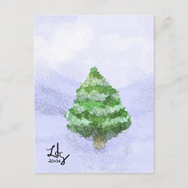 Carte postale Arbre de Noël neigeux (Devant)
