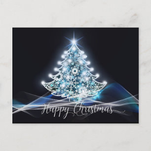 Carte Postale Arbre de Noël noir blanc brillant