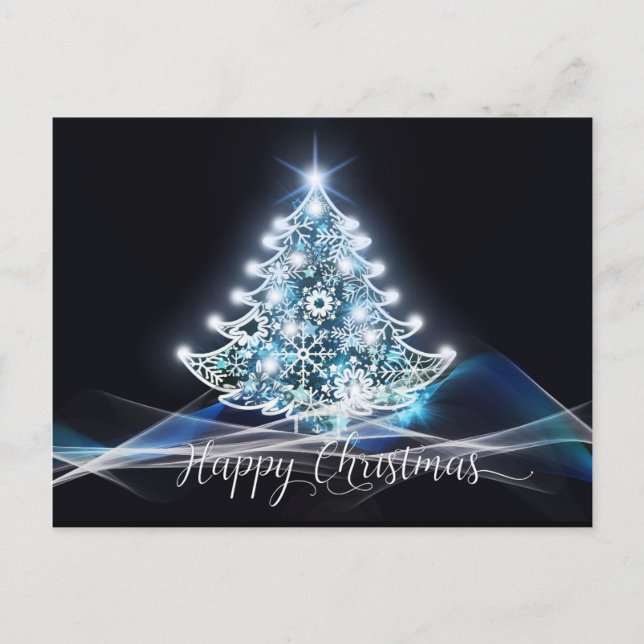 Carte Postale Arbre de Noël noir blanc brillant (Devant)