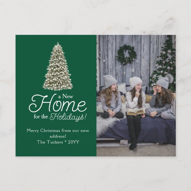 Carte Postale Arbre de Noël Nouvelle maison Vert foncé Photo Mou (Devant)