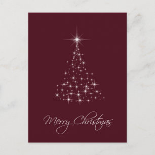 Carte Postale Arbre de Noël rouge des lumières