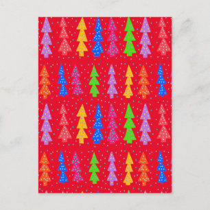 Carte Postale Arbre de Noël rouge Pop Art
