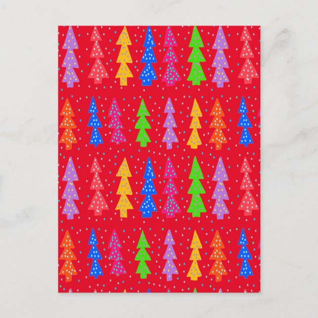 Carte Postale Arbre de Noël rouge Pop Art (Devant)