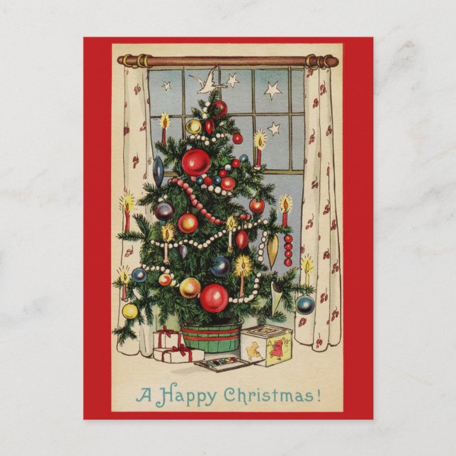 Carte Postale Arbre de Noël Vintage (Devant)