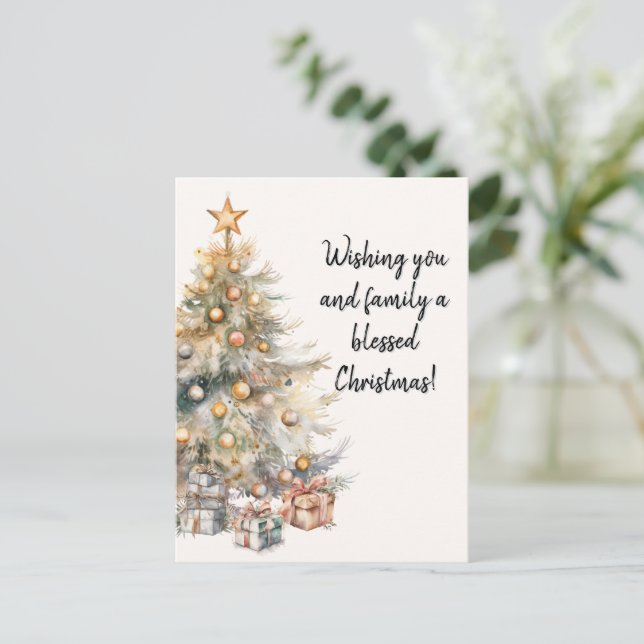 Carte postale Arbre de Noël Watercolor (Debout devant)