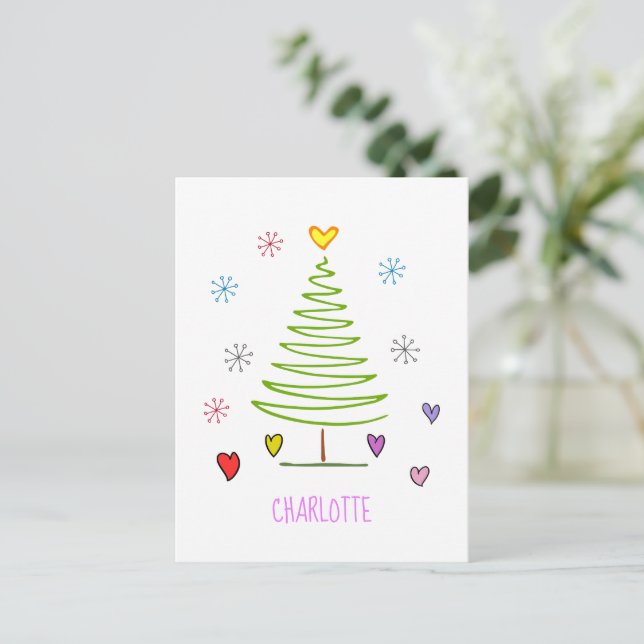 Carte Postale Arbre de Noël Zig Zag (Debout devant)