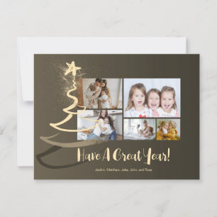 Carte Postale Arbre de Parties scintillant dorée Gradient 5 phot