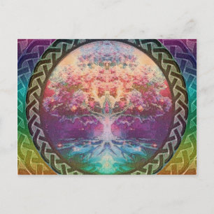 Carte Postale Arbre de tranquilité de la vie dans des couleurs