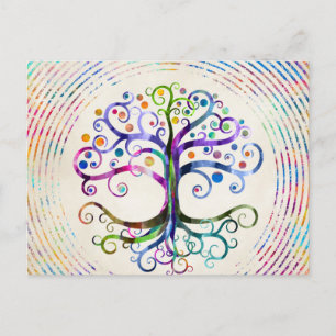 Carte Postale Arbre de vie à l'aquarelle