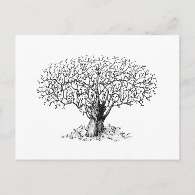 Carte Postale Arbre de vie - animaux (Devant)