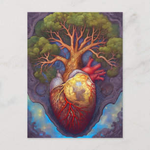 Carte Postale Arbre De Vie Coeur Surréaliste Nature Art