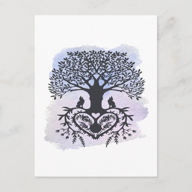 Carte Postale Arbre de vie d'art populaire (Devant)